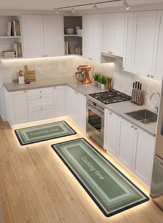 Happy Home Kitchen Mat Set of 2 PCS – Cushioned Non-Slip Rugs for Kitchen, Absorbent Washable Floor Mats for Home, Office, Laundry, Bathroom, Protects Floors from Oil, Moisture and Stains, Size 40x60 + 40x120cm, Suitable for Hardwood, Tile, Ceramic, Vinyl, Marble Floors, High-Quality Durable Material - Image 1