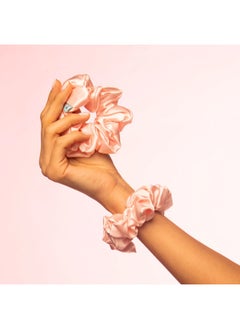 BRIGHTLY LABS Luxurious Silk Hair Scrunchies - 100% Mulberry Silk Hair Ties for Elastic Ponytail Holders, Prevent Frizz and Breakage - Set of 2 Scrunchies for Effortless Hair Care.  - Image 4