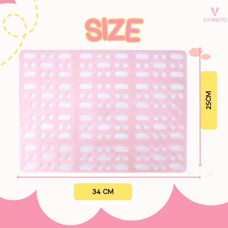 VAYINATO حصير قفص حيوانات أليفة 2 قطعة (34 * 25 سم) للأرنب، خنزير غينيا، هامستر، وسادات بلاستيكية مقاومة للماء | حصائر أرضية غير قابلة للانزلاق للقطط، الكلاب، الأرانب | مقاومة للماء | سهلة التنظيف، وردي - Image 4