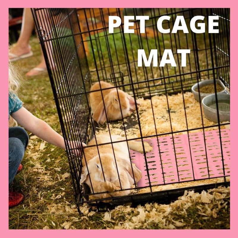 VAYINATO حصير قفص حيوانات أليفة 2 قطعة (34 * 25 سم) للأرنب، خنزير غينيا، هامستر، وسادات بلاستيكية مقاومة للماء | حصائر أرضية غير قابلة للانزلاق للقطط، الكلاب، الأرانب | مقاومة للماء | سهلة التنظيف، وردي - Image 2