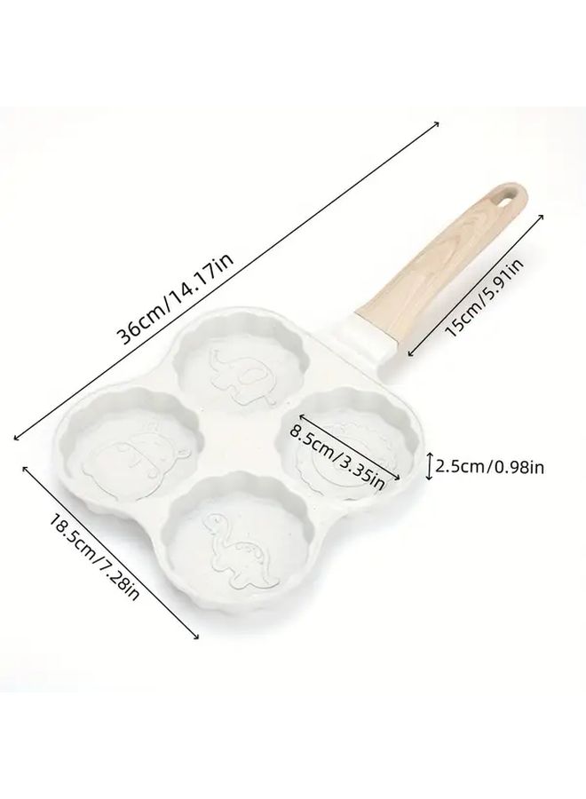 Beige Square Non Stick Frying Pan with Four Compartments for Breakfast Cooking - Image 3