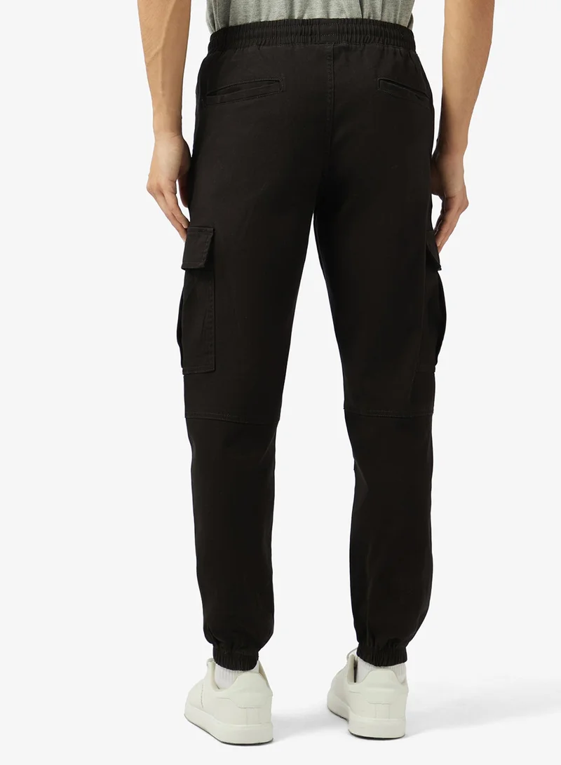 JACK & JONES Black Casual Dylan Cuffed Cargo Pants for Men | Best Price UAE