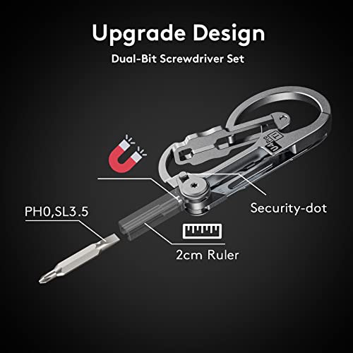 RovyVon U4 Pro+ Plus Titanium Carabiner Keychain Knife, EDC Multitool Pocket Clip with Replaceable Sharp Blade, Dual-bit Screwdriver and Ruler, Emergencies/Office - Image 4