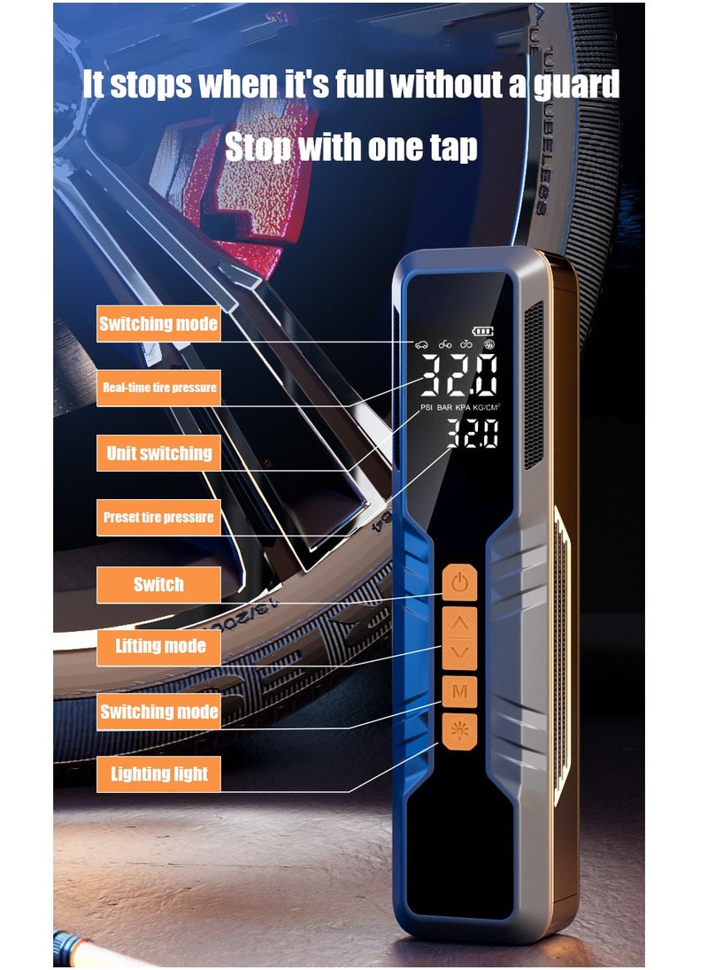 NIBEMINENT Tire Inflator Portable Air Compressor 6000mAh, 4X Fast Electric Tire Pump, Air Pump for Car Tires with Digital Pressure Gauge/LED Light/Power Bank, Bike, Motorcycle, Ball, Car Accessories  - Image 2