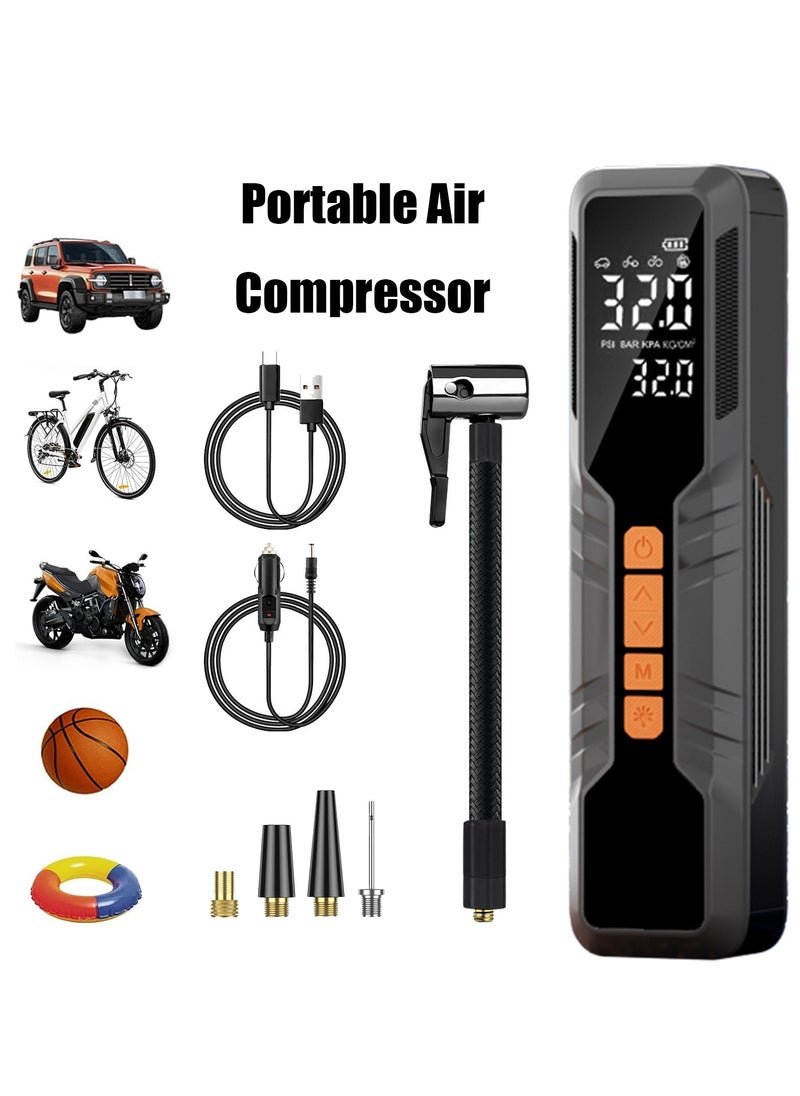 NIBEMINENT Tire Inflator Portable Air Compressor 6000mAh, 4X Fast Electric Tire Pump, Air Pump for Car Tires with Digital Pressure Gauge/LED Light/Power Bank, Bike, Motorcycle, Ball, Car Accessories  - Image 1