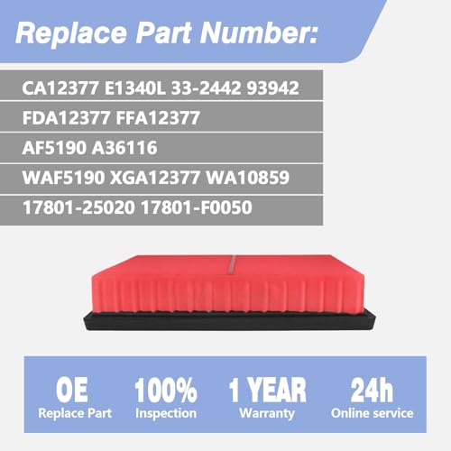 CULMKARI 17801-25020 فلتر هواء المحرك يناسب 2019-2024 تويوتا RAV4 18-24 كامري 20-24 هايلاندر 19-22 أفالون لكزس ES350 استبدال CA12377 17801-F0050 - Image 4