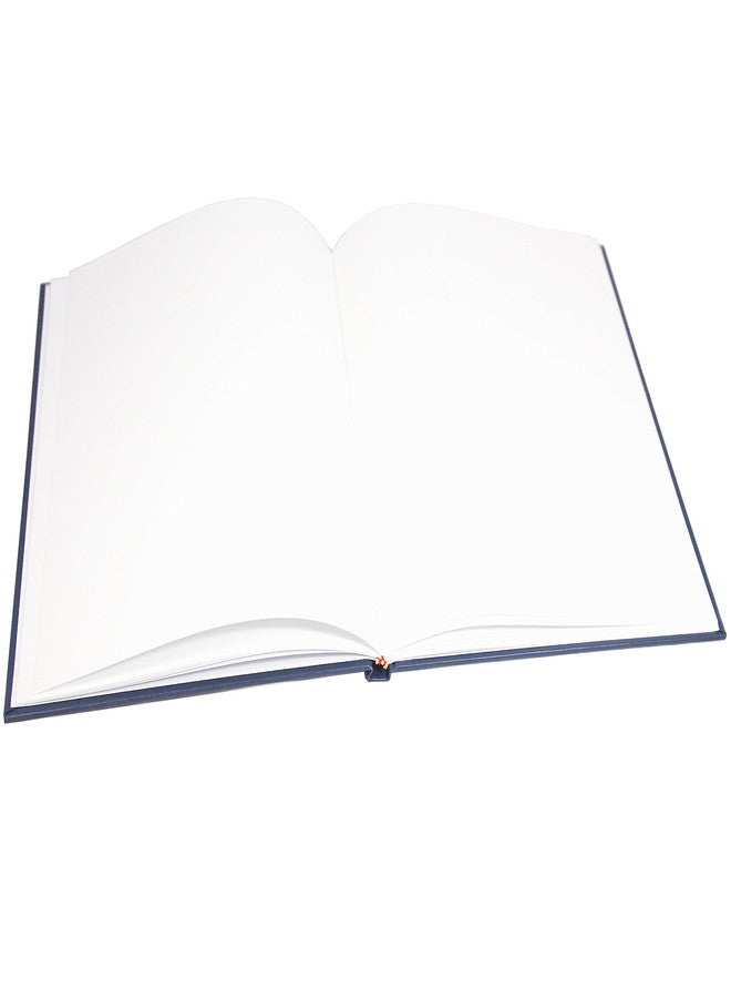 بوك فاكتوري دفتر ملاحظات كبير أزرق فارغ من BookFactory - 96 صفحة فارغة، مقاس 8 7/8 بوصة × 11 1/4 بوصة، غلاف من الجلد الصناعي الأزرق، غلاف مقوى مخيط (صنع في الولايات المتحدة الأمريكية) - Image 3