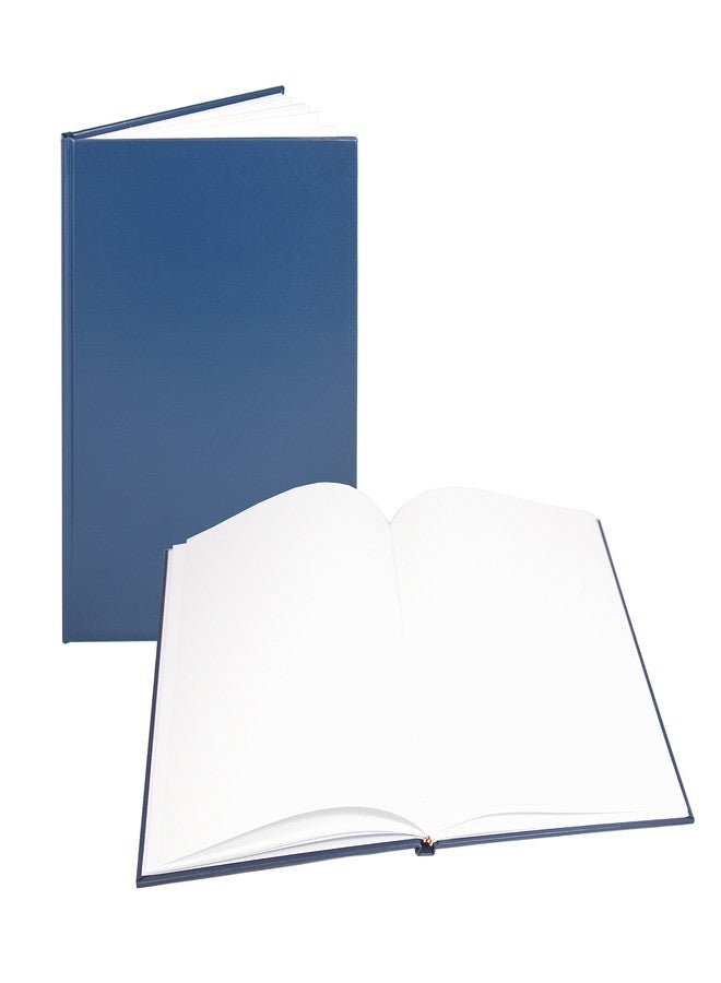 بوك فاكتوري دفتر ملاحظات كبير أزرق فارغ من BookFactory - 96 صفحة فارغة، مقاس 8 7/8 بوصة × 11 1/4 بوصة، غلاف من الجلد الصناعي الأزرق، غلاف مقوى مخيط (صنع في الولايات المتحدة الأمريكية) - Image 2