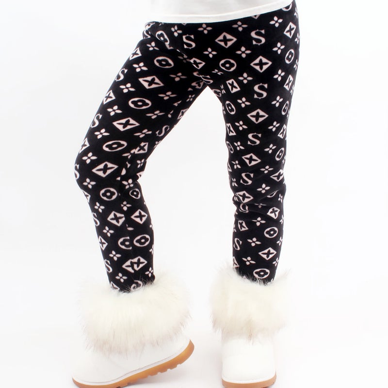 Super Soft Thickened Middle And Small Children Girls' Leggings Pencil Trousers Baby Casual Fleece-Lined Stickler Trousers - Image 2