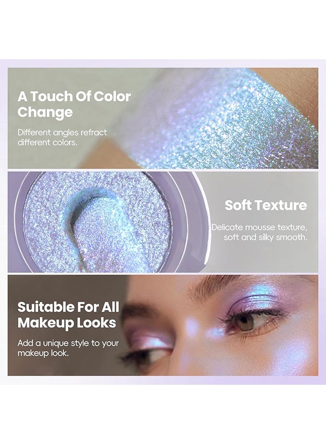 XIXI Bulb's Plan Eyeshadow, Holographic Blue Purple Glitter Eyeshadow, Multichrome Shimmer Color Shifting Single Eyeshadow, Chameleon Metallic Iridescent Eye Shadow Palette Bouncy Texture Fairy Highlighter Makeup #03 - Image 3