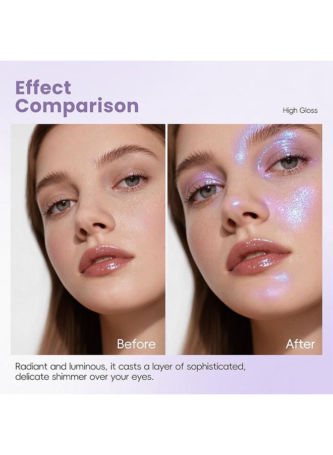 XIXI Bulb's Plan Eyeshadow, Holographic Blue Purple Glitter Eyeshadow, Multichrome Shimmer Color Shifting Single Eyeshadow, Chameleon Metallic Iridescent Eye Shadow Palette Bouncy Texture Fairy Highlighter Makeup #03 - Image 5