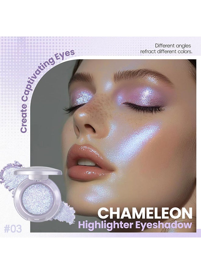 XIXI Bulb's Plan Eyeshadow, Holographic Blue Purple Glitter Eyeshadow, Multichrome Shimmer Color Shifting Single Eyeshadow, Chameleon Metallic Iridescent Eye Shadow Palette Bouncy Texture Fairy Highlighter Makeup #03 - Image 2