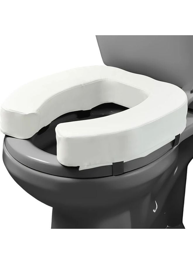 White Raised Toilet Seat For Seniors 2 Inch Ergonomic U Shaped Non Slip Universal Fit - Image 1