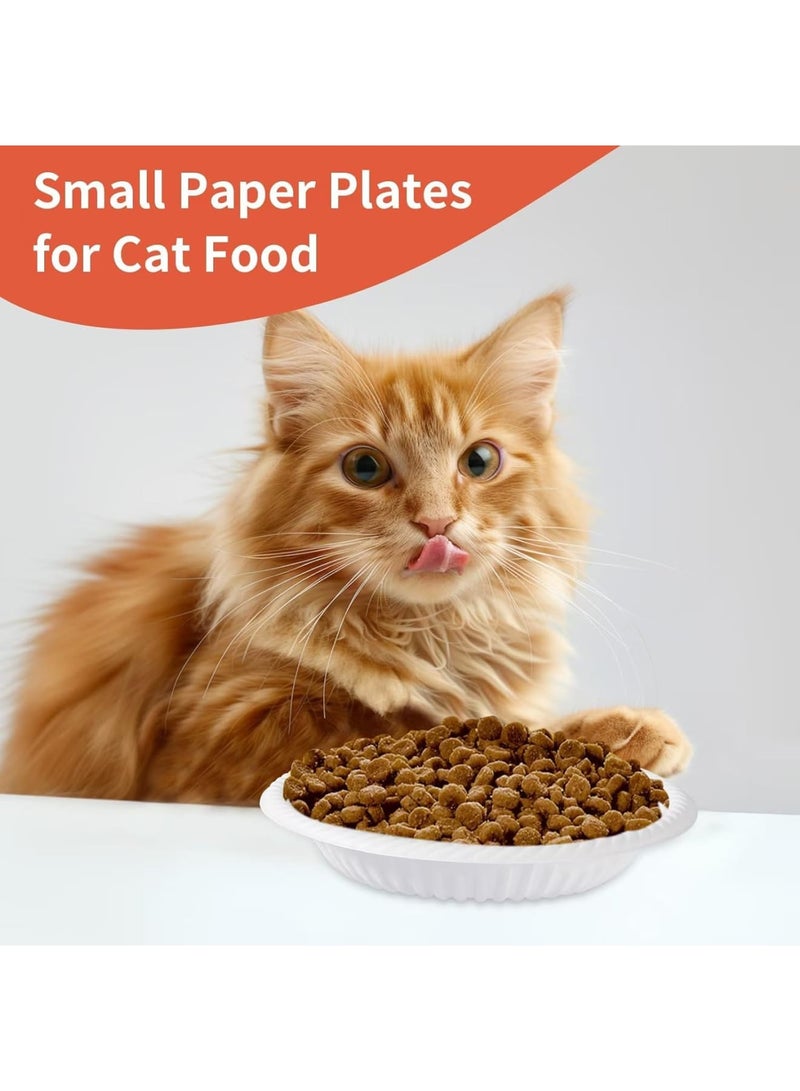 SYOSI أطباق disposable، 100 قطعة، أطباق ورقية صغيرة دائرية 4 بوصة للحيوانات الأليفة، الحفلات، الحلويات، الكعك، المقبلات، أطباق نشا صديقة للبيئة للفعاليات الداخلية والخارجية، بيضاء - Image 4