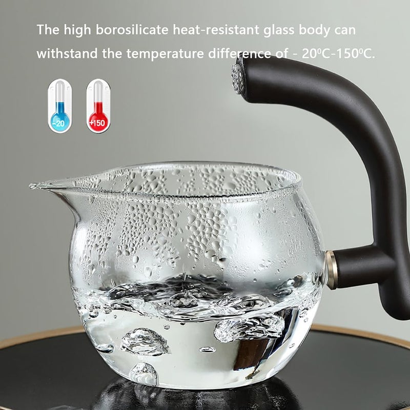CUNHUY Lazy Kungfu Drip TeaPot, Heat Resistant Tea Set, Semi-Automatic Glass Teapot Suit for Magnetic Water Flow Wooden Glass Teapot Set - Image 3