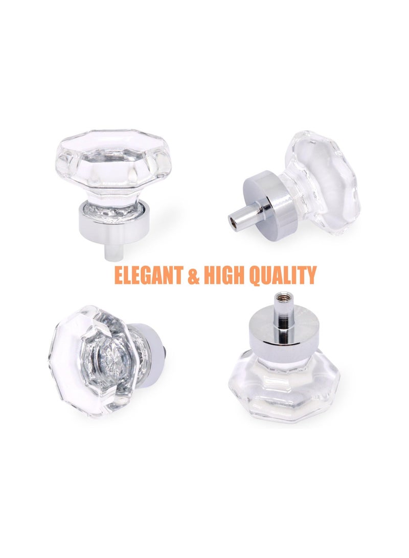 SOLARAE Crystal Glass Drawer Pulls and Knobs, 6 Pcs Clear Octagon Design for Upgrading Cabinets, Dressers, and Armoires, Easy to Clean (Includes Screws) - Image 4