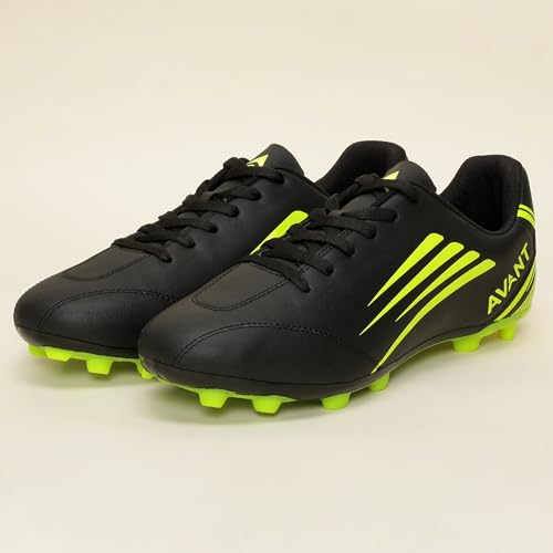 AVANT Men's Phantom Football Shoes - Cushioned Insoles, Anti Skid Shoes with Studds, Outdoor Lightweight Football Boots Ideal for Hard, Ground Surfaces (AVMSH198CL01UK8_UK8_Black/Lime) - Image 5