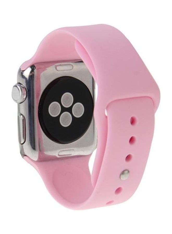 NIBEMINENT Rubber Sport Watchband with Pin-and-Tuck Closure For Apple Watch 38mm Pink - Image 1