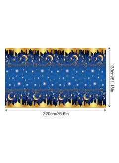 Home Care 1PCS Eid Mubarak Disposable Plastic Tablecloth Party Supplies Ramadan Table Cloth Ramadan Kareem Table Covers Muslim Islamic Moon Star Tablecloth Party Decorations  - Image 3