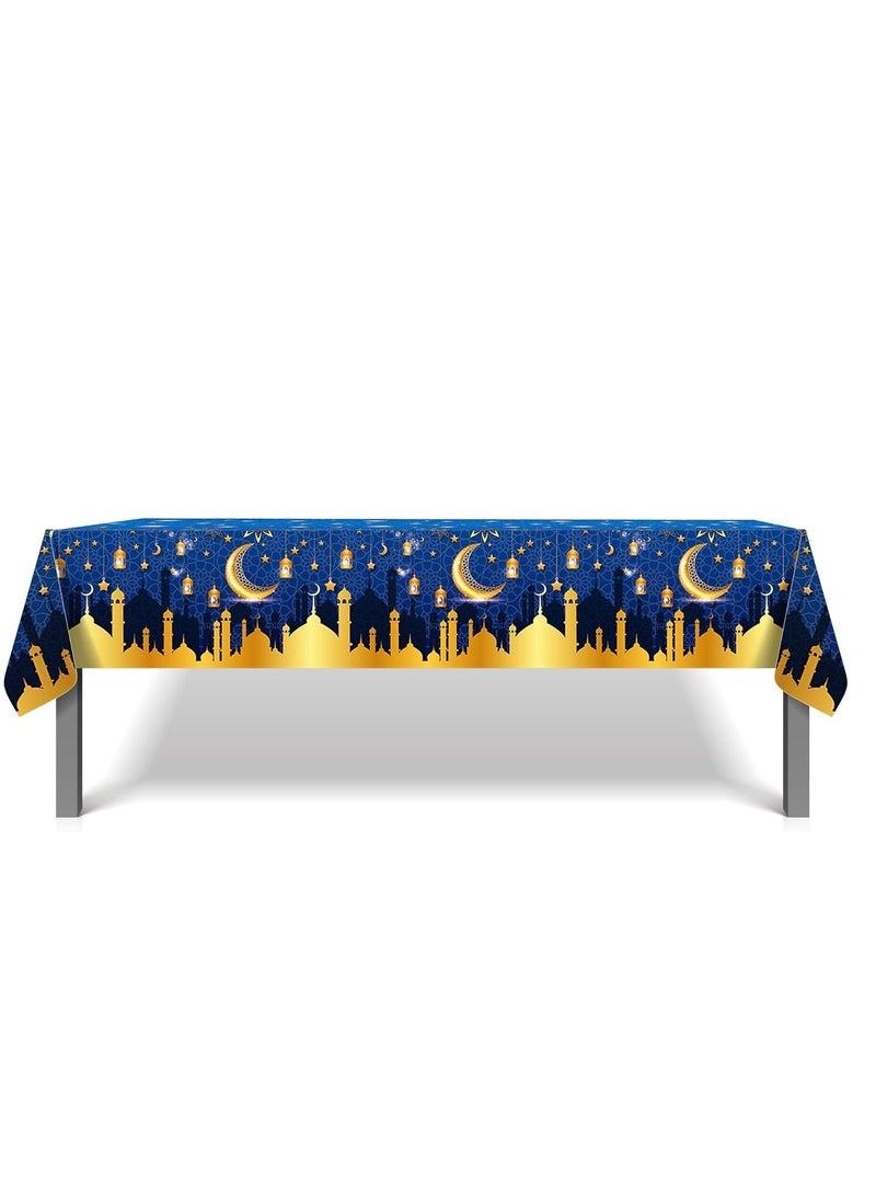 Home Care - 1PCS Eid Mubarak Disposable Plastic Tablecloth Party Supplies Ramadan Table Cloth Ramadan Kareem Table Covers Muslim Islamic Moon Star Tablecloth Party Decorations - Image 1
