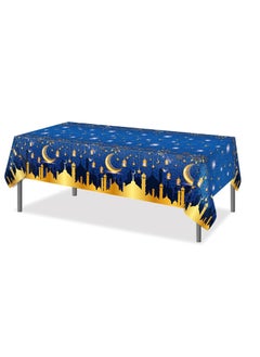 Home Care 1PCS Eid Mubarak Disposable Plastic Tablecloth Party Supplies Ramadan Table Cloth Ramadan Kareem Table Covers Muslim Islamic Moon Star Tablecloth Party Decorations  - Image 1