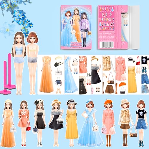 Daniel Axel Magnetic Dress Up Dolls Magnetic Doll Dress Up Kits Magnetic Paper Dolls Pretend Play Set for Girls Ages 4 Years and Up Kids Travel Activities Road Trip Car Ride Interactive Learning Imagine Gift - Image 1