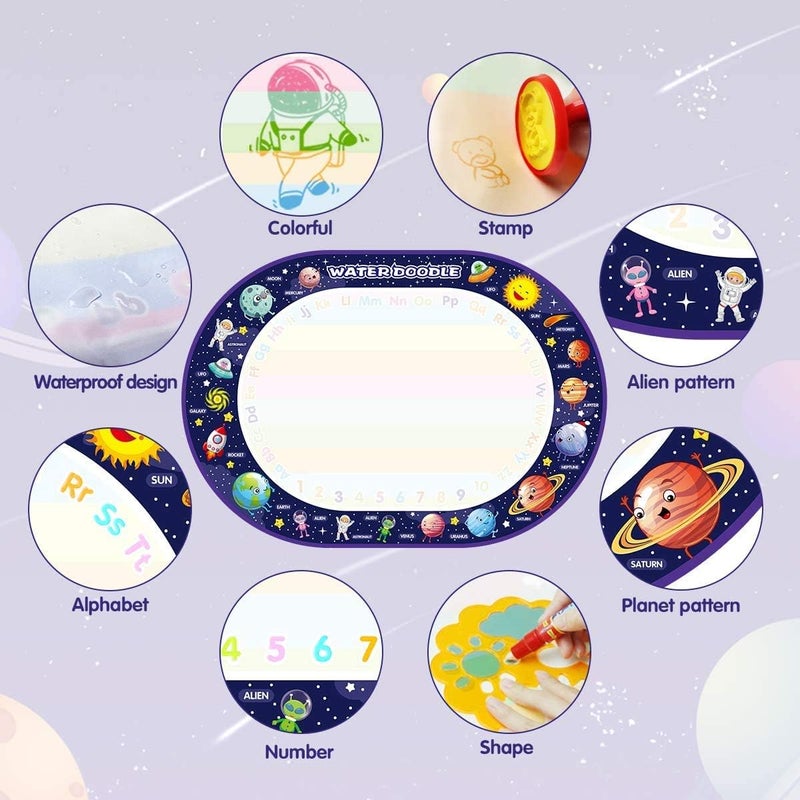 Coolplay Space Water Drawing Mat with Painting Tools, Paint with Water Doodle Mat Children Educational Toys for Kids Travel Activities Boys Girls Toys 3 4 5 6 7 8 Years Old - Image 4