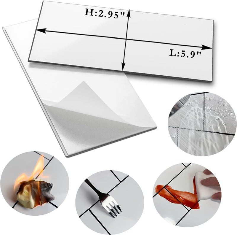 AULIGET 100 Piece Peel and Stick Backsplash PVC Tile, 3" x 6" Polished White Marble Look Stick on Tiles for Backsplash Kitchen, Bathroom, Laundry Room, Camper, Fireplace - Image 4