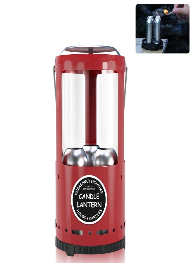 EOXHFNLC Candle Lantern, Decorative 3-Wick Emergency Candlestick Holder for Pillar Candles, Portable Red Warmer Lantern, Camping Gear for Campers Use, Hanging Handheld, NO Candles Included - Image 1