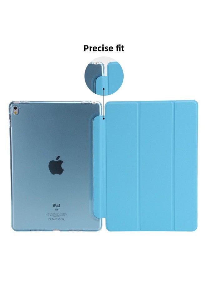 Applicable Ipad 10.2 Protective Case Drop-resistant Tri-fold Hard Case Frosted Ipad10.9 Case Sleeping Leather Case New-Color:Blue-Applicable Model:2021 Style 12.9