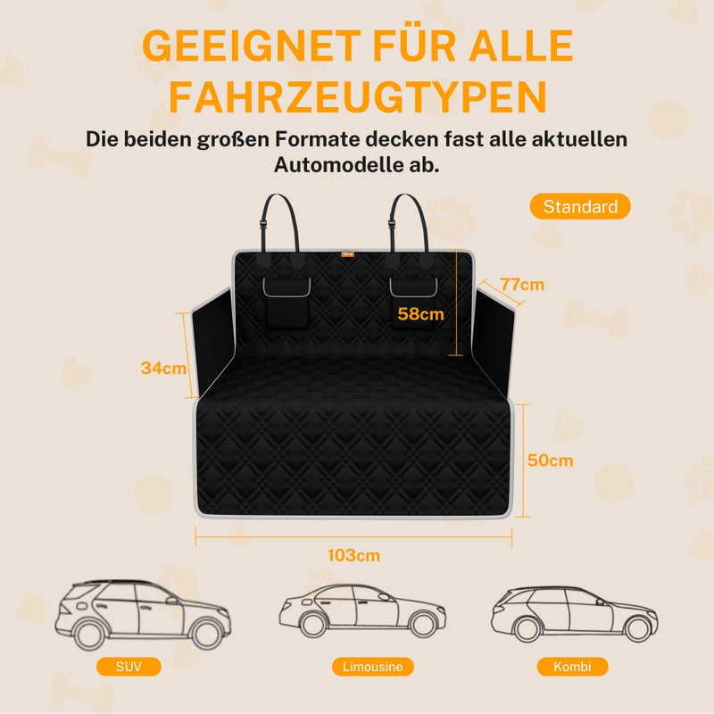 Toozey Complete Car Boot Protector for Dogs, 4 Layers Quilted & Durable Car Boot Liner Protector with Side and Bumper Protector, Tearproof/Waterproof/Slip-proof/Hair-proof Dog Car Boot Cover, Black - Image 2