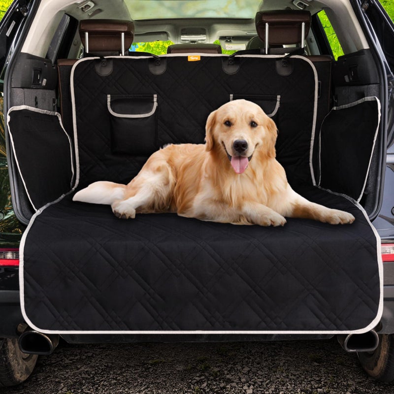 Toozey Complete Car Boot Protector for Dogs, 4 Layers Quilted & Durable Car Boot Liner Protector with Side and Bumper Protector, Tearproof/Waterproof/Slip-proof/Hair-proof Dog Car Boot Cover, Black - Image 1
