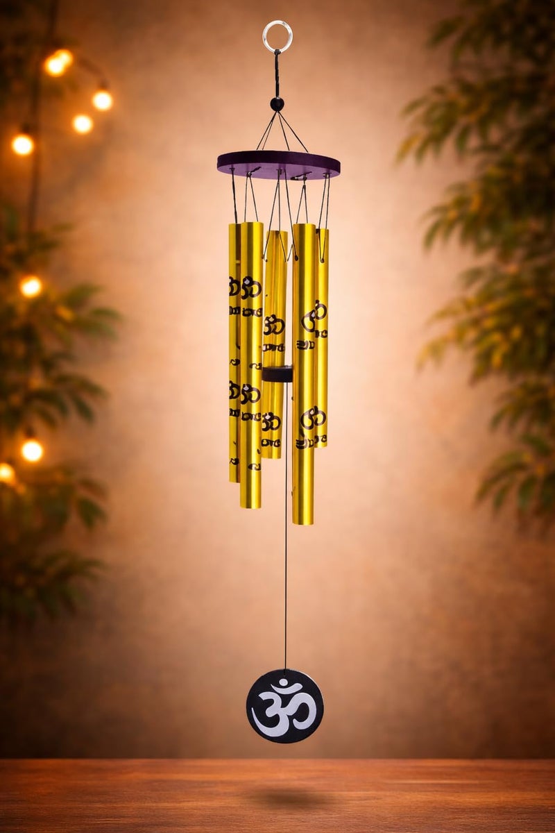 GJ Om Golden Hanging Wind Chime for Home, Balcony and Bedroom Positive Energy with Good Sound (Gold) 60 - Cm - Image 3
