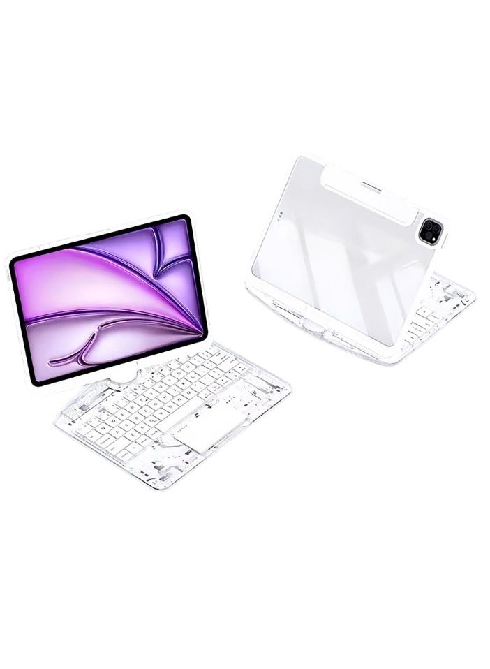 Tablet Bluetooth Keyboard, 360 Degree Rotating Tablet Keyboard, Foldable Lightweight Touchpad Backlit Wireless Keyboard For Ipadd Air 7, 8, 9,  ( 1pc, Transparent White, 10.2 Inches) - Image 1