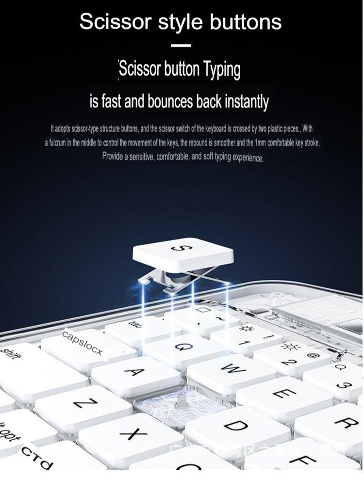 Tablet Bluetooth Keyboard, 360 Degree Rotating Tablet Keyboard, Foldable Lightweight Touchpad Backlit Wireless Keyboard For Ipadd Air 7, 8, 9,  ( 1pc, Transparent White, 10.2 Inches) - Image 4