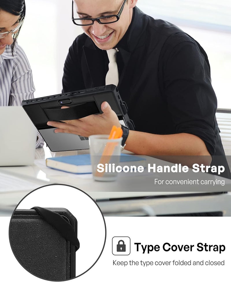 Procases Surface Pro 7 Plus 2021 , Pro 7, Pro 6, Pro 5, Pro 4, Pro Lte 12.3" Case, Rugged Protective Cover With Pencil Holder And Hand Strap, Compatible With Type Cover Keyboard Kickstand -Black - Image 3