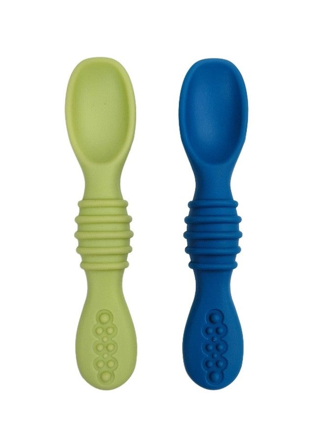 TONY STARK Silicone Spoon Set of 2, Baby Spoons Feeding, Weaning Spoon for Baby 6 to 12 Months, Gum Friendly, BPA Free, Soft & Durable Self-Feeding Spoons - Image 1