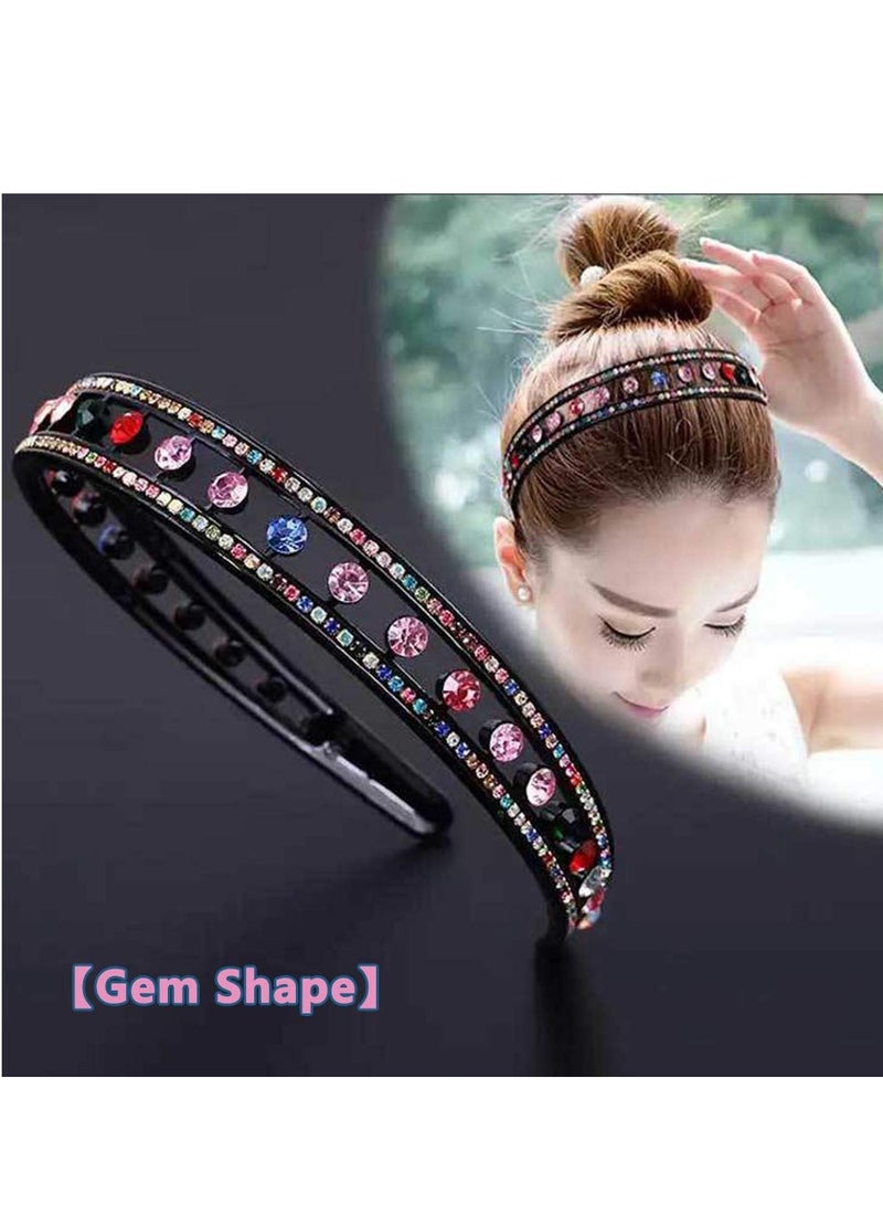 KASTWAVE 4 Pack Rhinestone Headbands Non Slip Plastic Hair Band Hoop with Double Rows Crystal Hairbands Hair Accessories Sparkly Rhinestone Headband with Teeth Comb for Women Girls Multiple Color  - Image 5