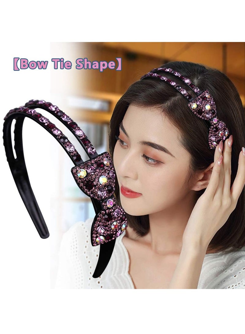 KASTWAVE 4 Pack Rhinestone Headbands Non Slip Plastic Hair Band Hoop with Double Rows Crystal Hairbands Hair Accessories Sparkly Rhinestone Headband with Teeth Comb for Women Girls Multiple Color  - Image 2
