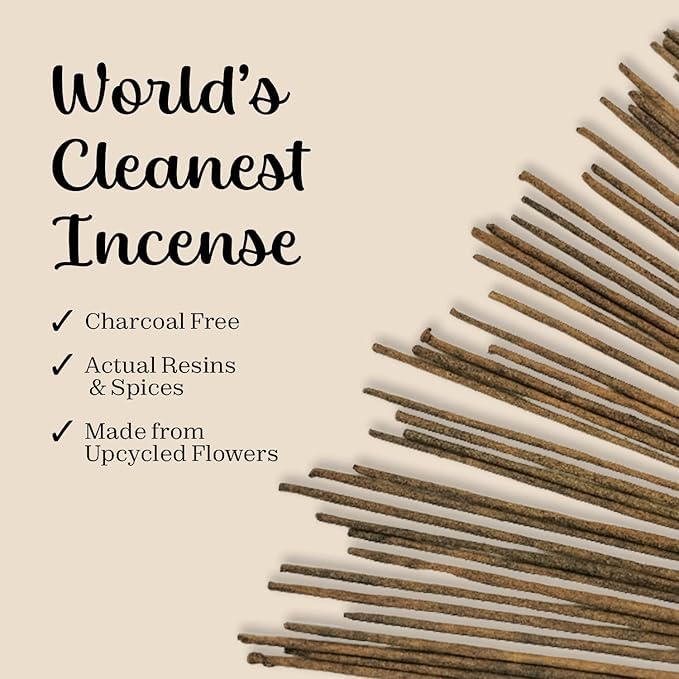 Calmveda Sandalwood Amber Incense Sticks Resin - (40+ Sticks, 9 Inch) Thick Natural Amber Incense Sticks Made from Resins, Clean Charcoal Free | Warm Resinous - Sweet Aroma to Balance Energy & Cleanse Home - Image 2
