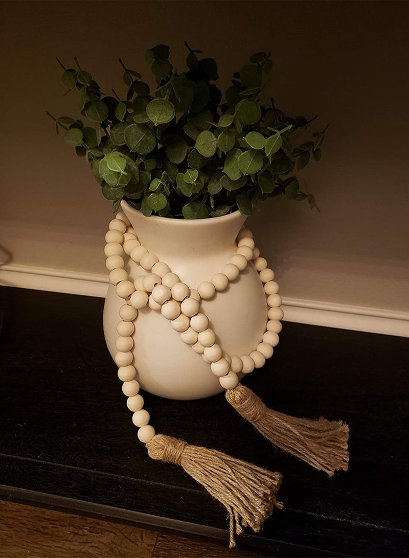 Luckam Wood Beads Garland 58 Inch String Farmhouse Natural Decorative Beads for Wall Hanging Vase Door Decor - Image 5