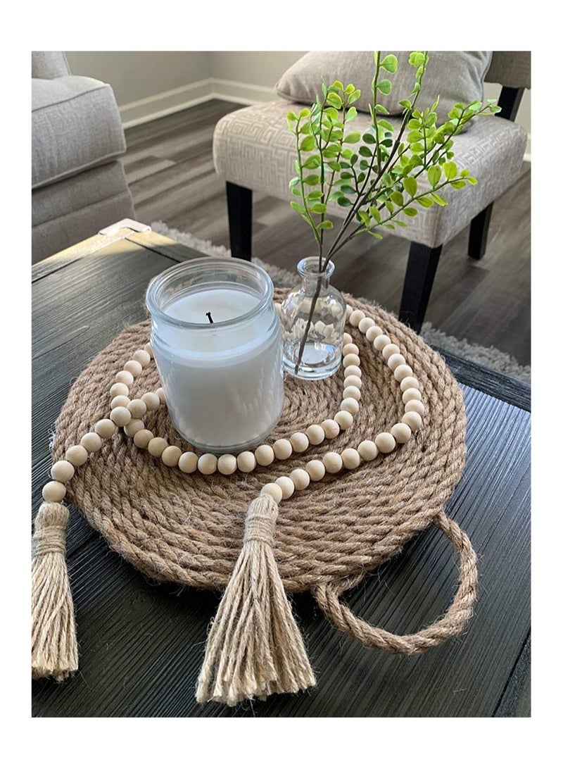 Luckam Wood Beads Garland 58 Inch String Farmhouse Natural Decorative Beads for Wall Hanging Vase Door Decor - Image 3