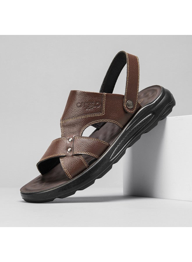 CARTELO Genuine Leather】breathable Handmade Men's Sandals, Casual Sports Leather Sandals, Beach Sandals, Dad Shoes - Image 2