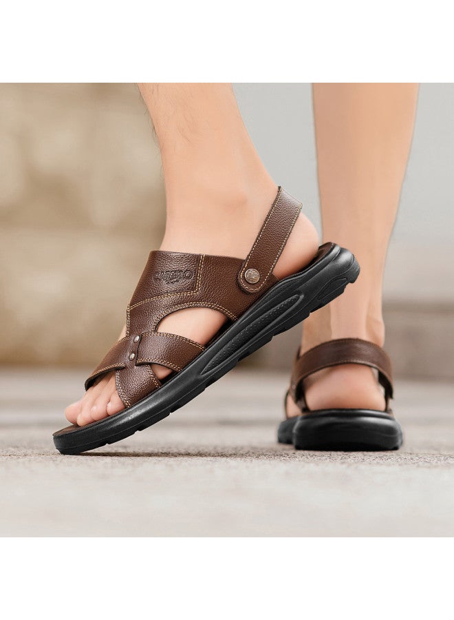 CARTELO Genuine Leather】breathable Handmade Men's Sandals, Casual Sports Leather Sandals, Beach Sandals, Dad Shoes - Image 5