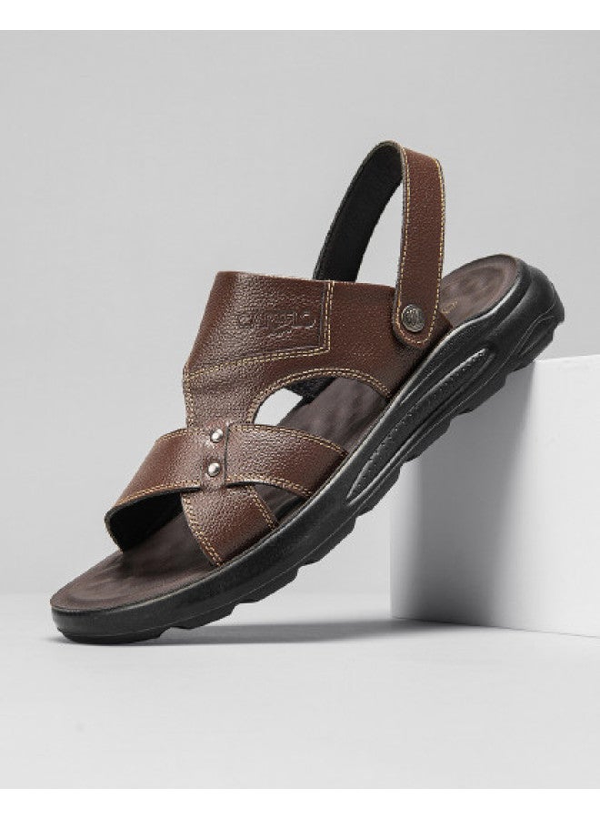 CARTELO Genuine Leather】breathable Handmade Men's Sandals, Casual Sports Leather Sandals, Beach Sandals, Dad Shoes - Image 1