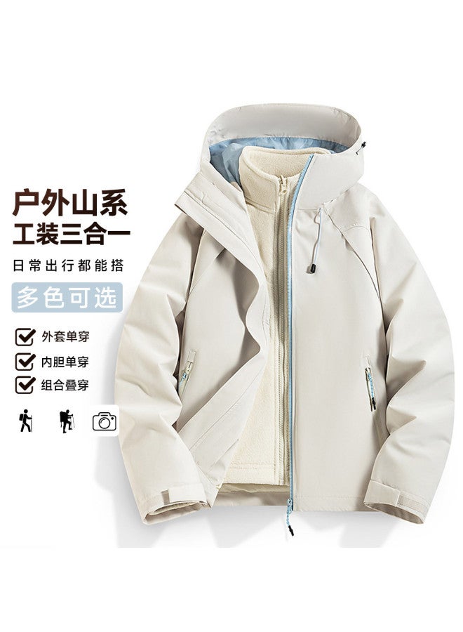 Fapai Casual Outdoor Mountain Style Women's Fleece Jacket Two-piece Set Hooded Jacket Women - Image 2