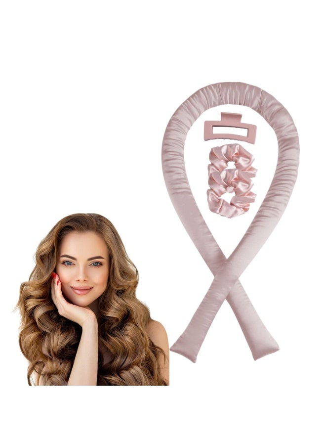 Heatless Sleep Curling Set, Lazy Hair Curler Headband with Scrunchies & Hair Clip, No Heat Wave Curling Tool for Overnight Use, Soft Satin Curler for Big Waves (1 Curler + 2 Scrunchies + 1 Clip) - Image 1