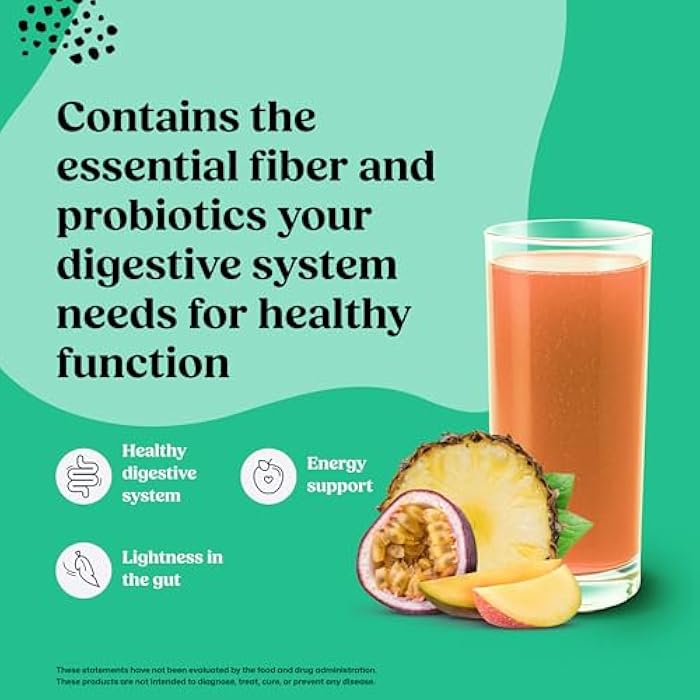 ColonBroom Psyllium Husk Powder with Stevia (Tropical Fruits, 50 Servings) - Colon Cleanse for Bloating Relief & Gut Health - Fiber Powder Drink - Vegan Supplement - Image 2