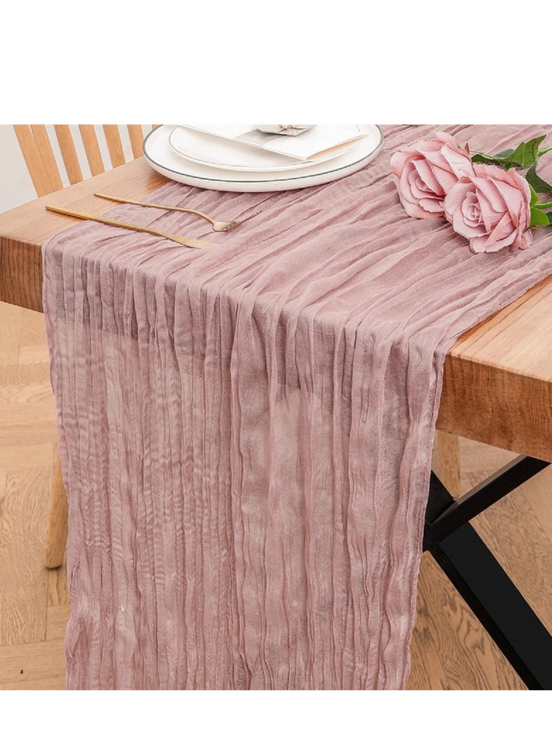 Table Runner  90 x 400 cm Boho Gauze Table Runner for Wedding Bridal Baby Shower Birthday Party Table Decoration  - Image 1