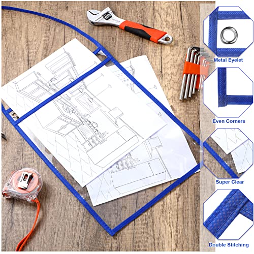 Geyee 50 Pack Job Ticket Holders Work Order Pockets for 9 x 12 Inch Hanging Sleeve Plastic Shop Ticket Holders with Strap, Both Sides Clear(Blue) - Image 3